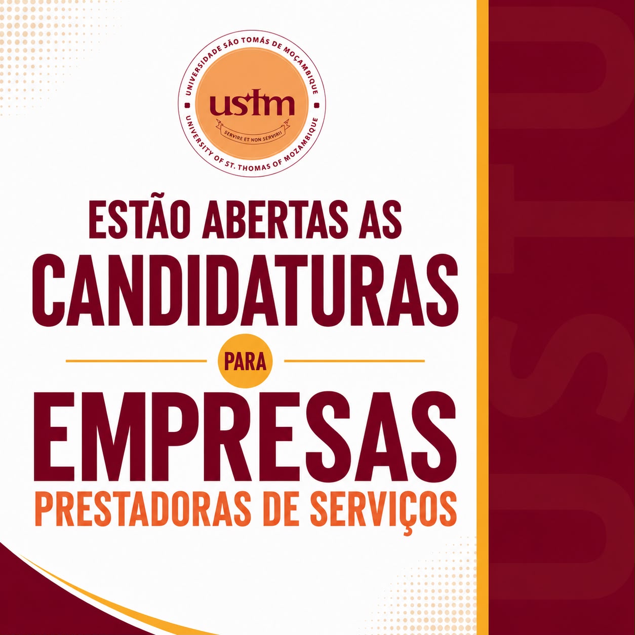 ANÚNCIO: CADASTRO DE EMPRESAS PRESTADORAS DE SERVIÇOS E FORNECEDORES USTM